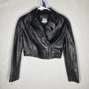 Vtg Michael Hoban North Beach Black Leather Jacket Biker Retro Crop Small / XS